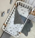 Set lenjerie de schimb pentru patut bebe 3 piese Norisori gri (2)